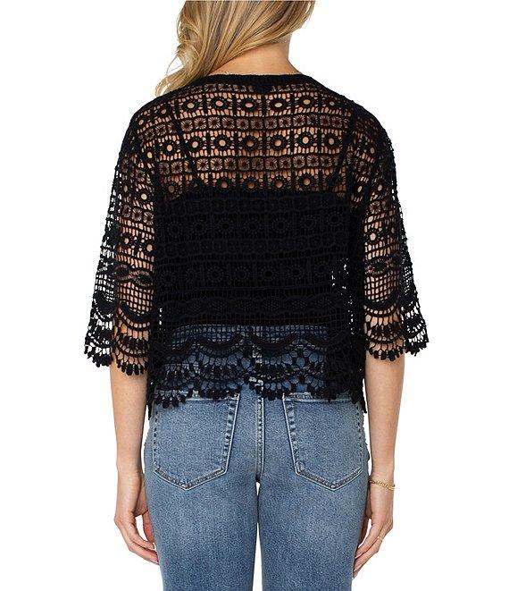 Liverpool Los Angeles Lace V-Neck Short Sleeve Bolero Topper Cardigan Product Image