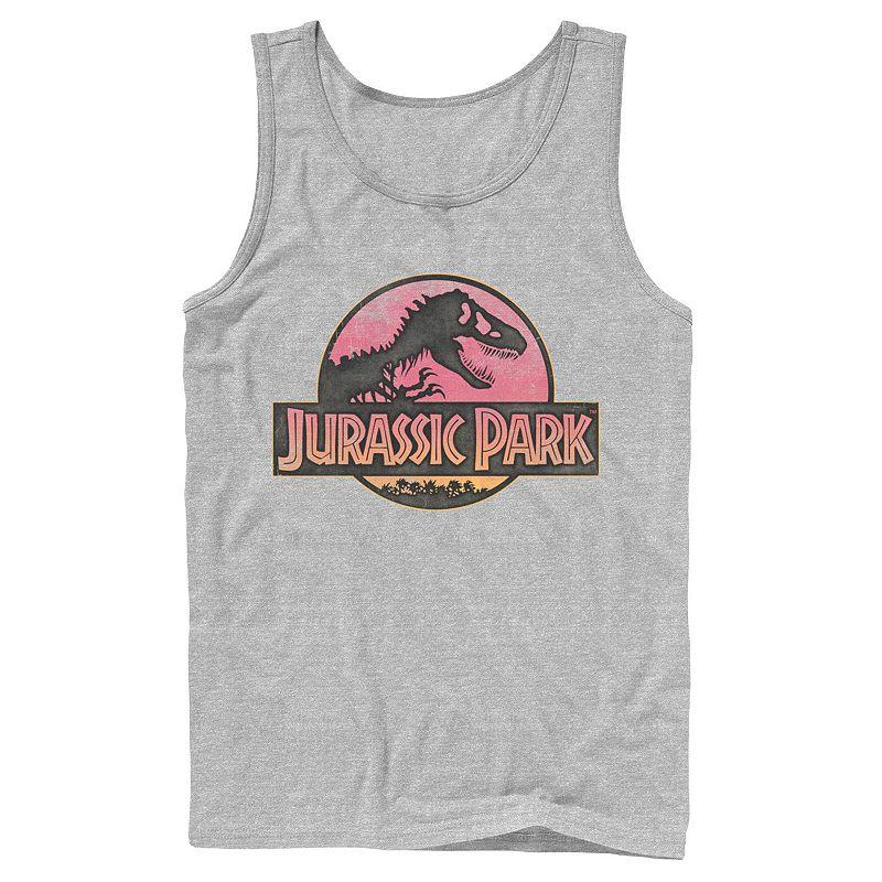 Men's Jurassic Park Logo Gradient Sunset Graphic Tank Top,  Product Image