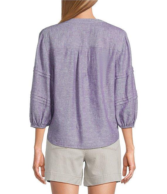Westbound Petite Size Solid 3/4 Sleeve V-Neck Top Product Image