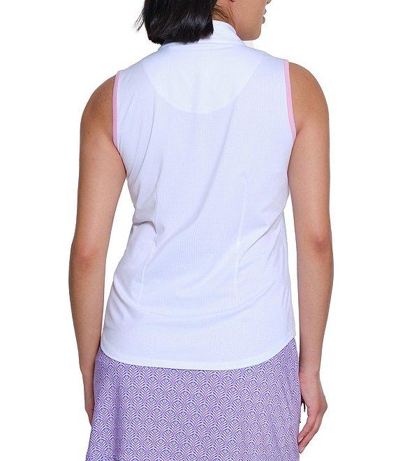 Sport Haley Gabby Mock Neck Sleeveless Contrast Trim Quarter-Zip Polo Product Image