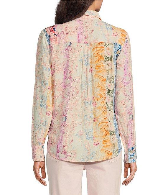 Charlie B. Woven Printed Point Collar Long Sleeve Blouse Product Image