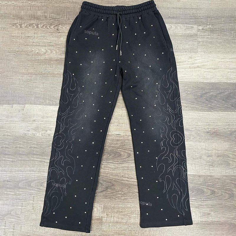 Vintage Polka Dots Fire Painted Flared Sweatpants Product Image