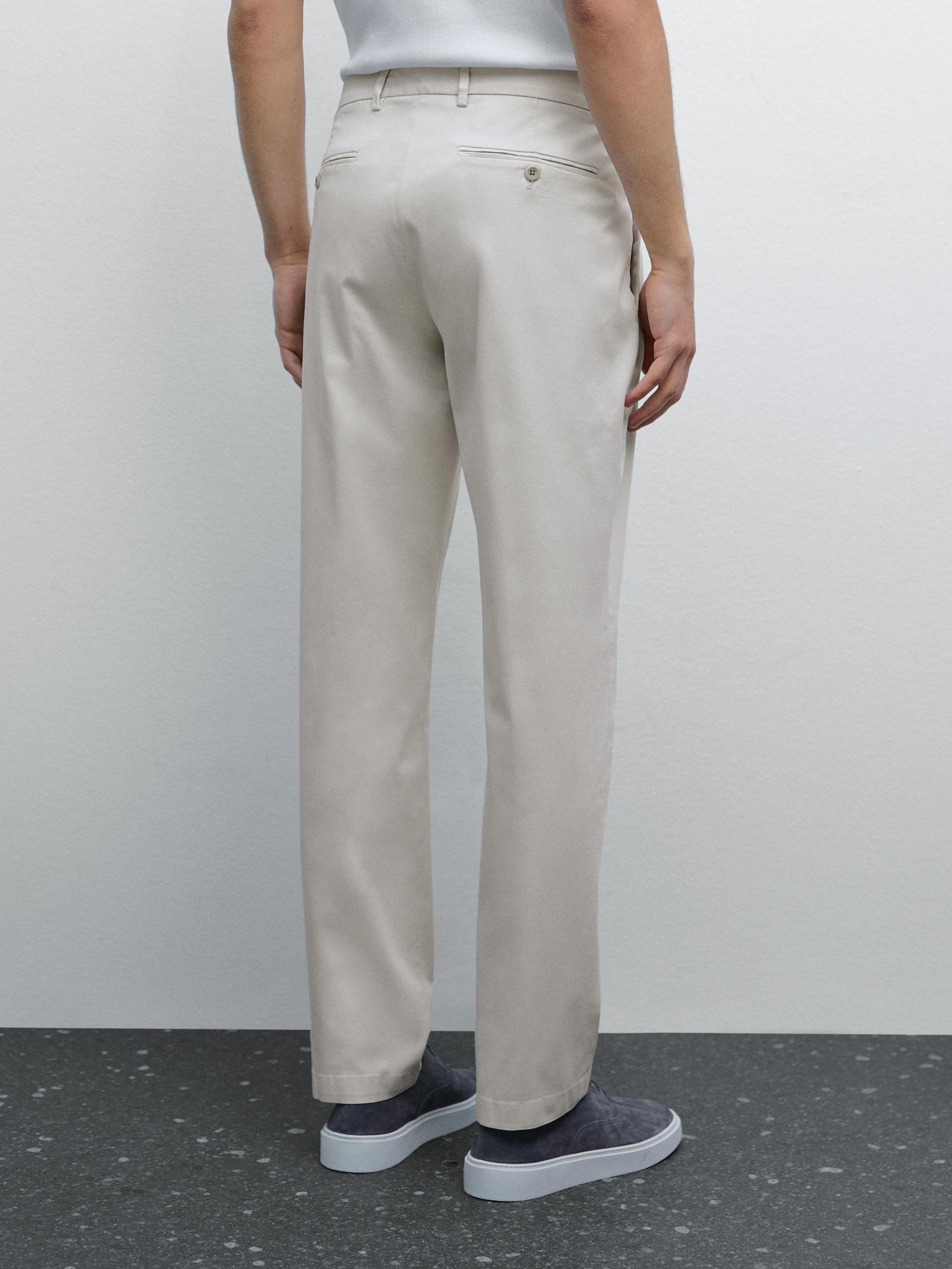 Cotton blend slim fit trousers Product Image