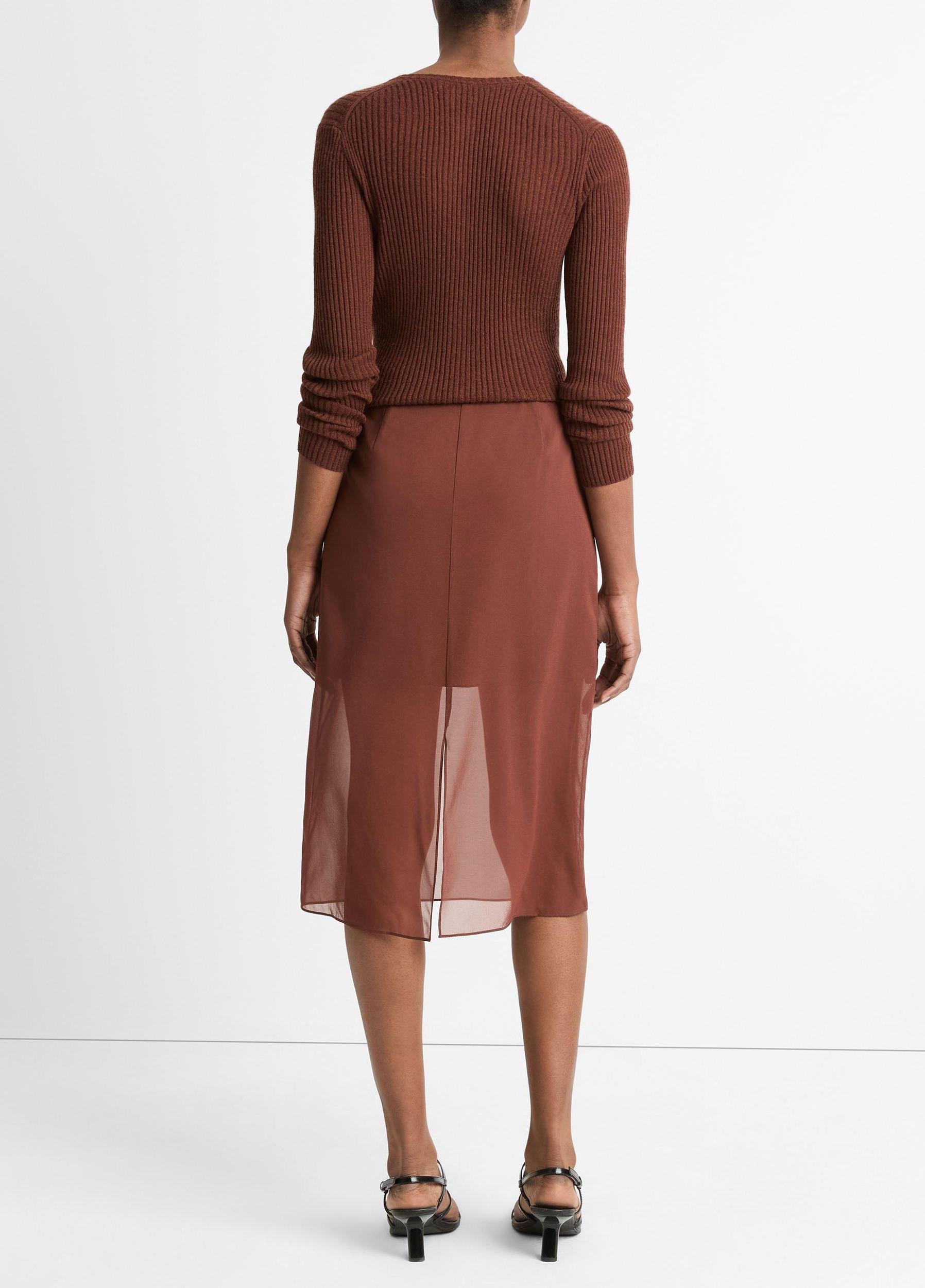 Sheer Stretch-Silk Overlay Skirt Product Image