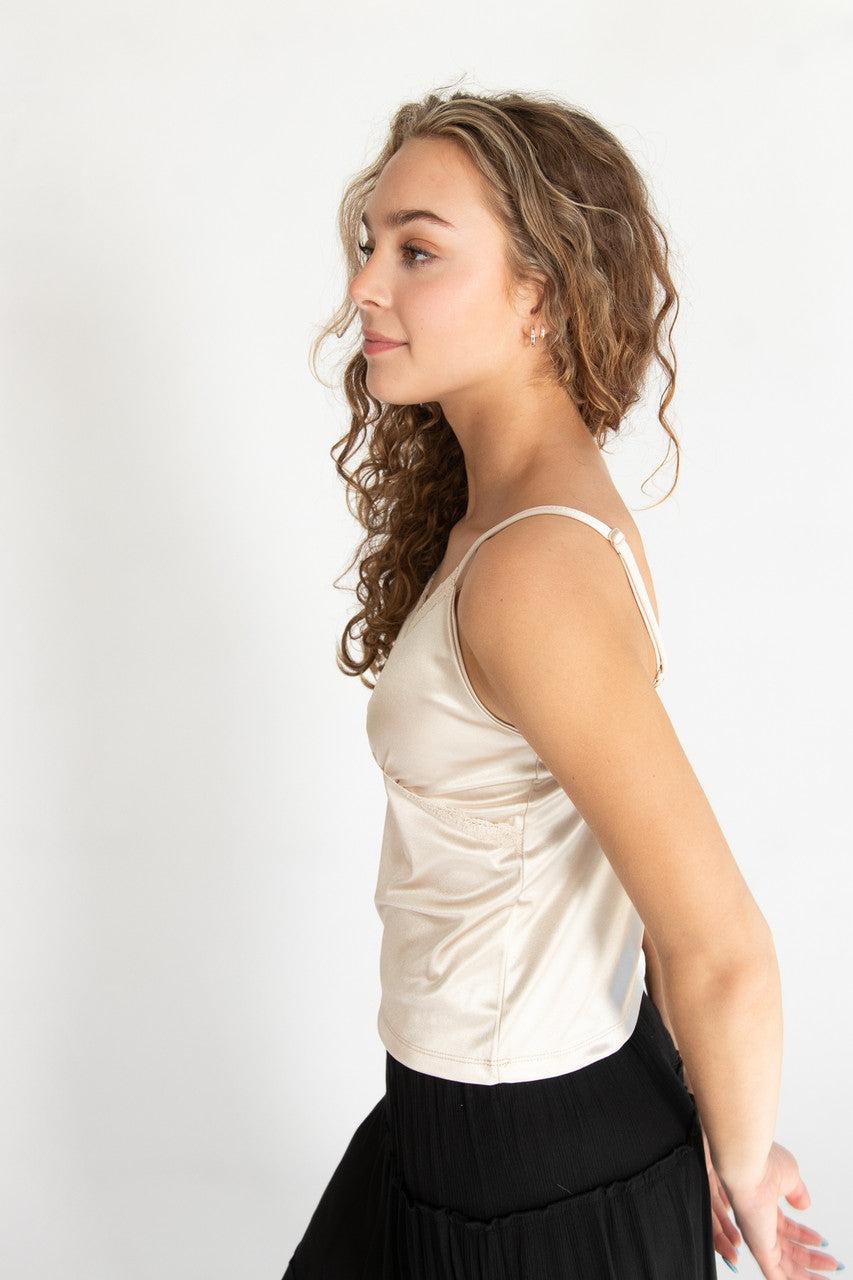 Satin Lace Trim Cami Product Image
