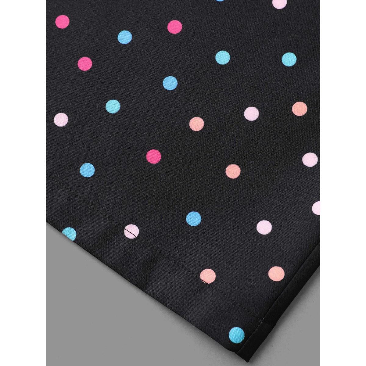 Plus Size Colored Polka Dot Wide Leg Pants Women Black Workwear Essentials Loose Mid Rise Office Pants BloomChic 14-16/1X Product Image