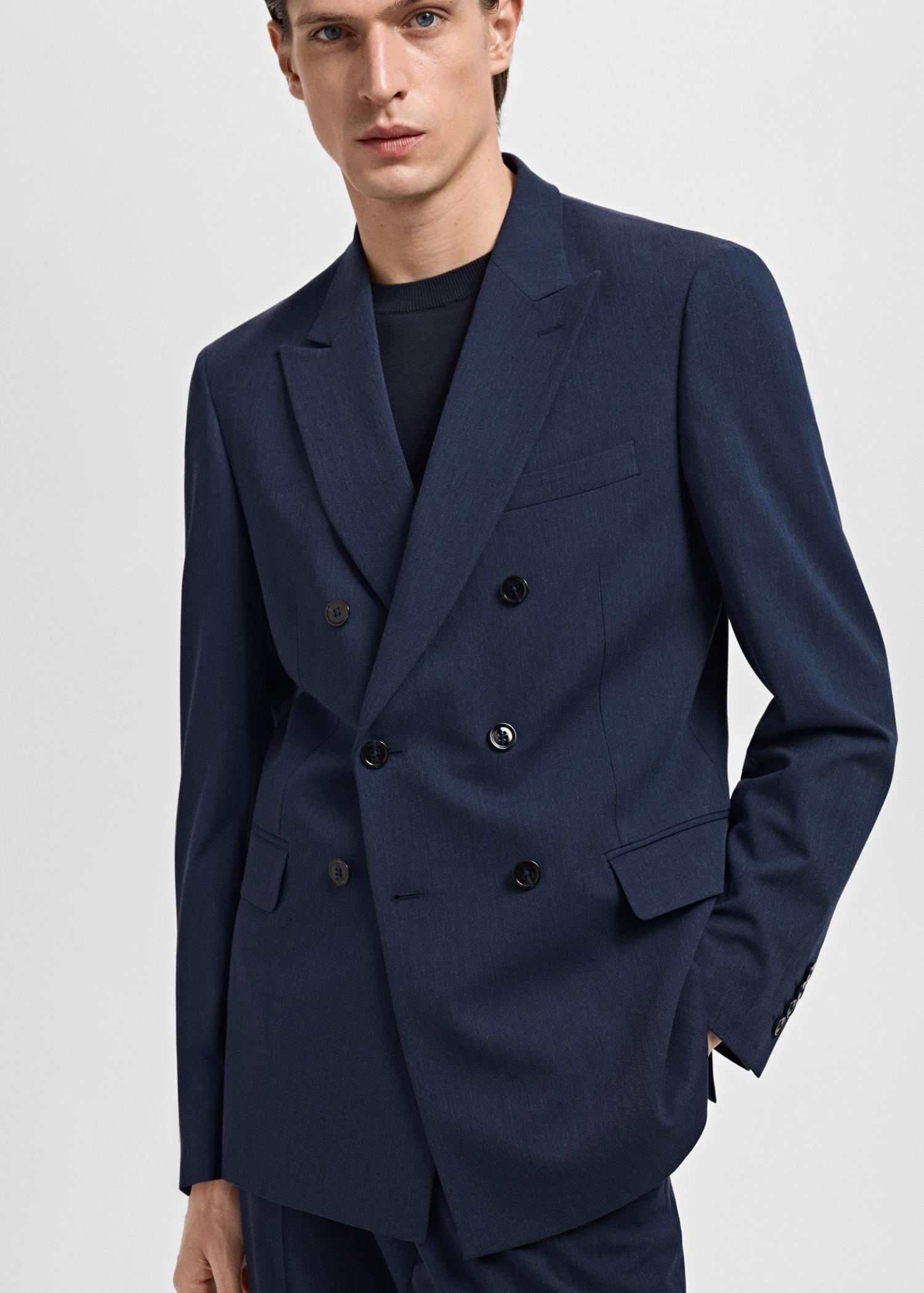 Monaco double-breasted slim-fit suit blazer - Men | MANGO USA Product Image