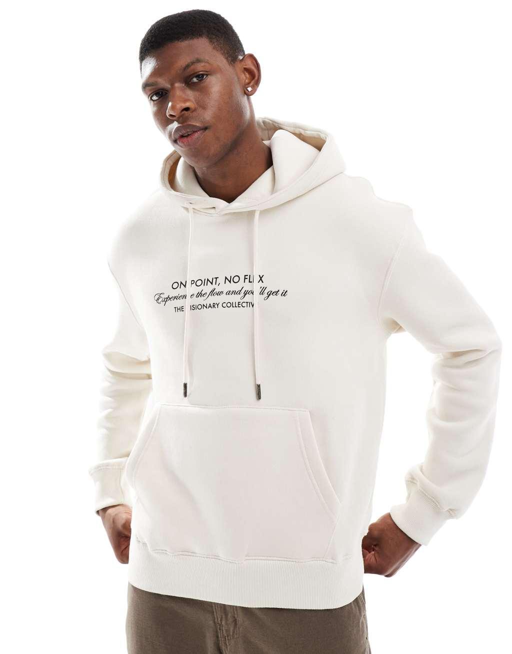 Bershka cherry On Point back printed hoodie in white Product Image