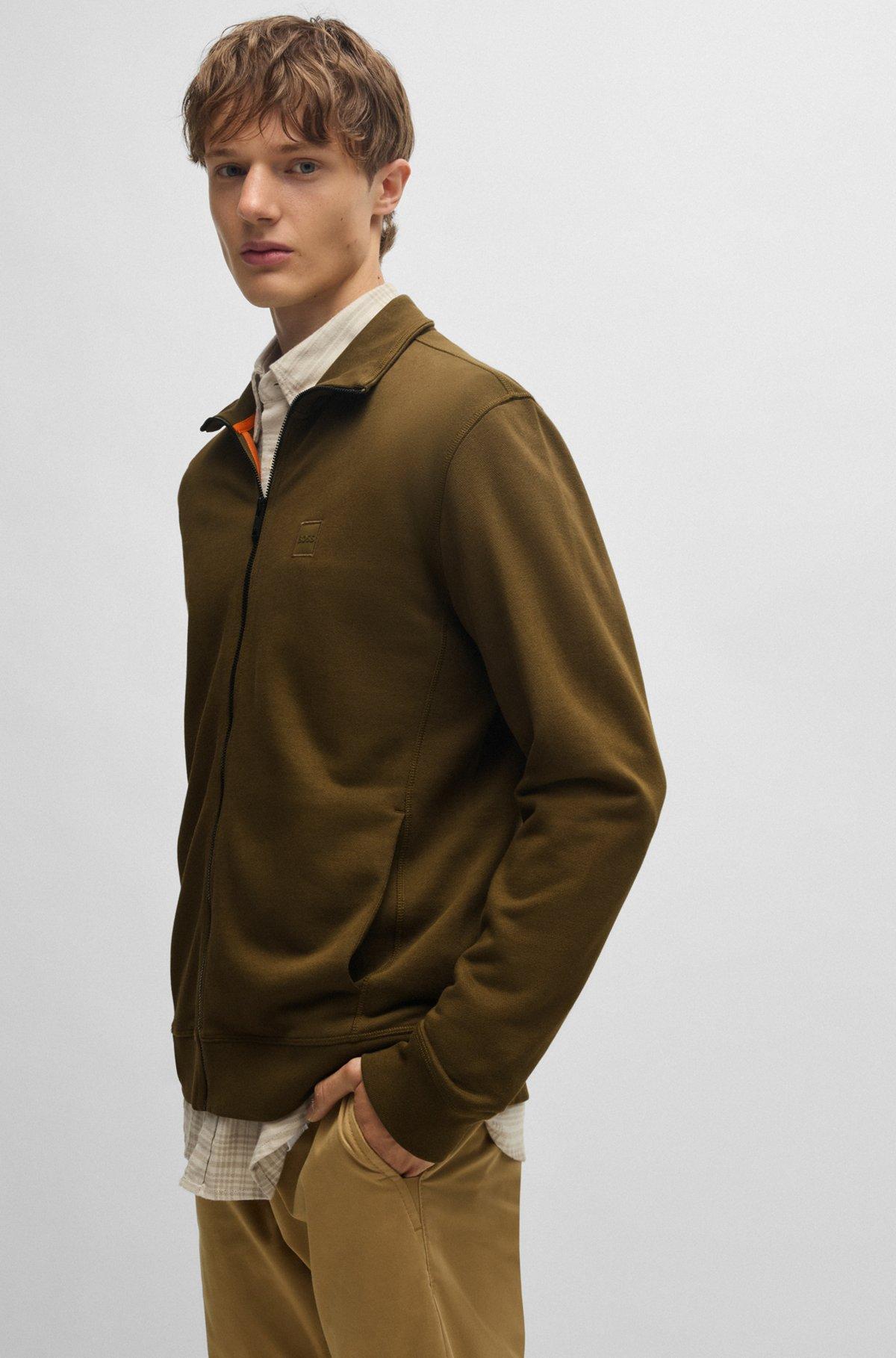 Zip-up jacket in cotton terry with logo badge Product Image