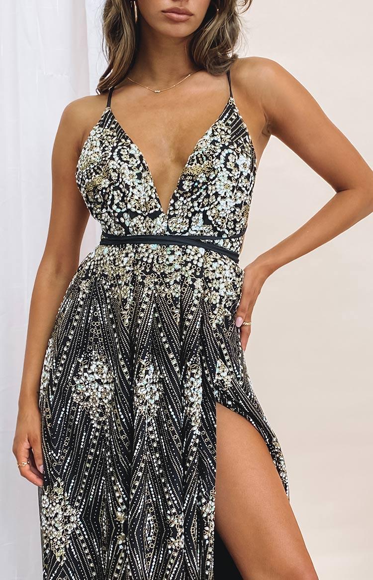 Jasmine Glitter Formal Dress Black Product Image