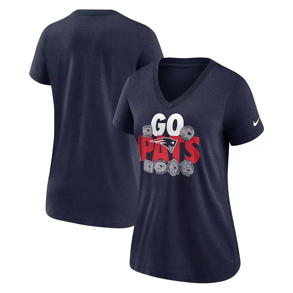 Women's Nike Navy New England Patriots Hometown Collection Tri-Blend V-Neck T-Shirt,  Product Image