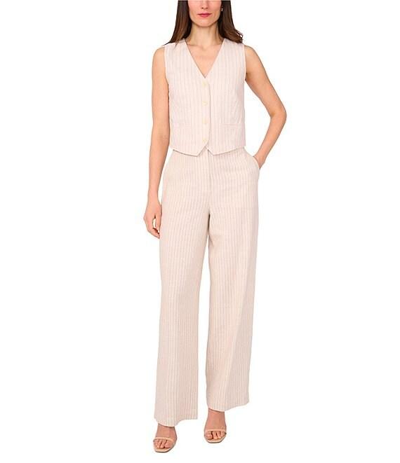 Vince Camuto Linen Blend Wide Leg Striped Pants Product Image