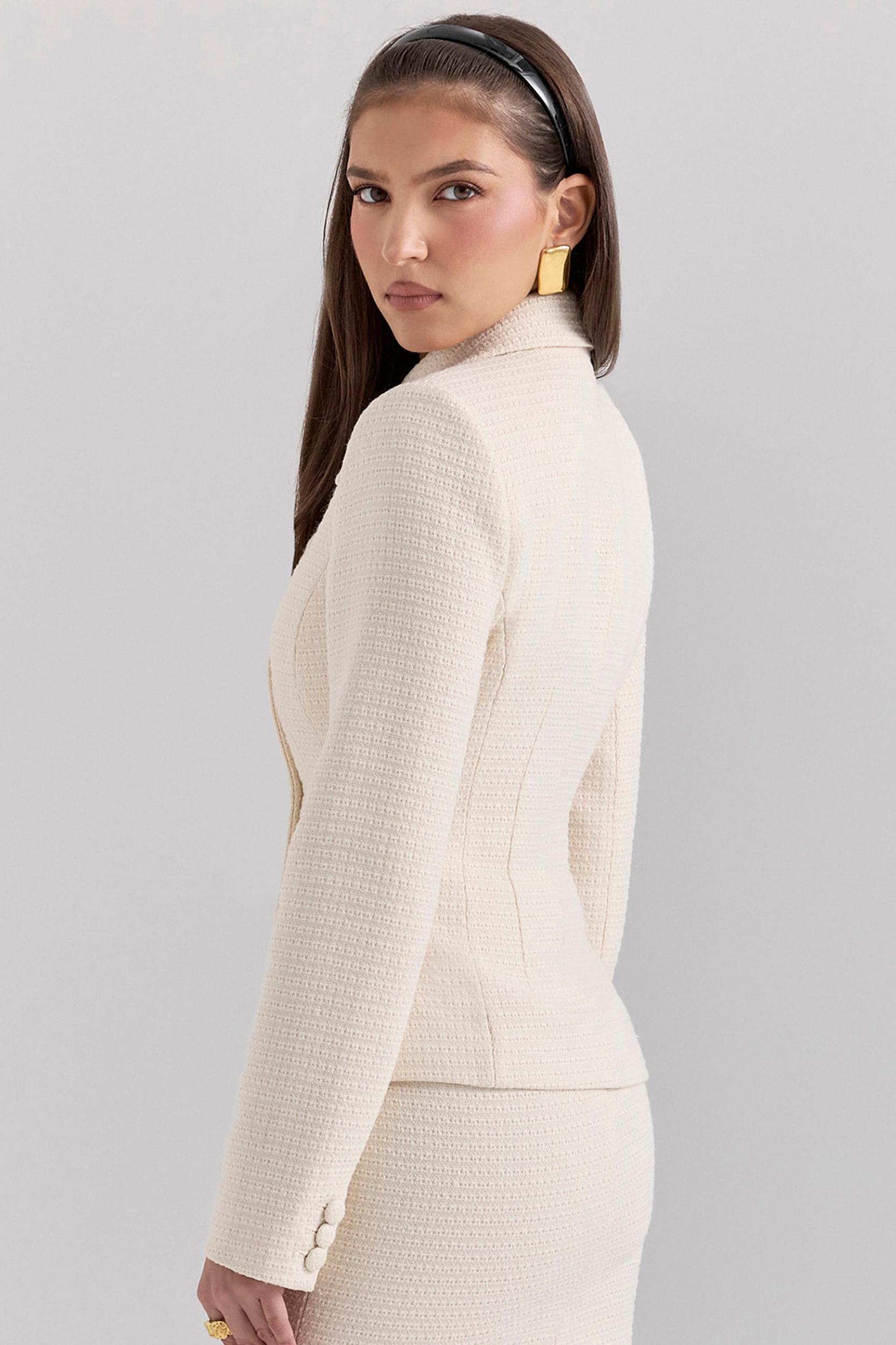 Misha  cream boucle button front blazer Product Image