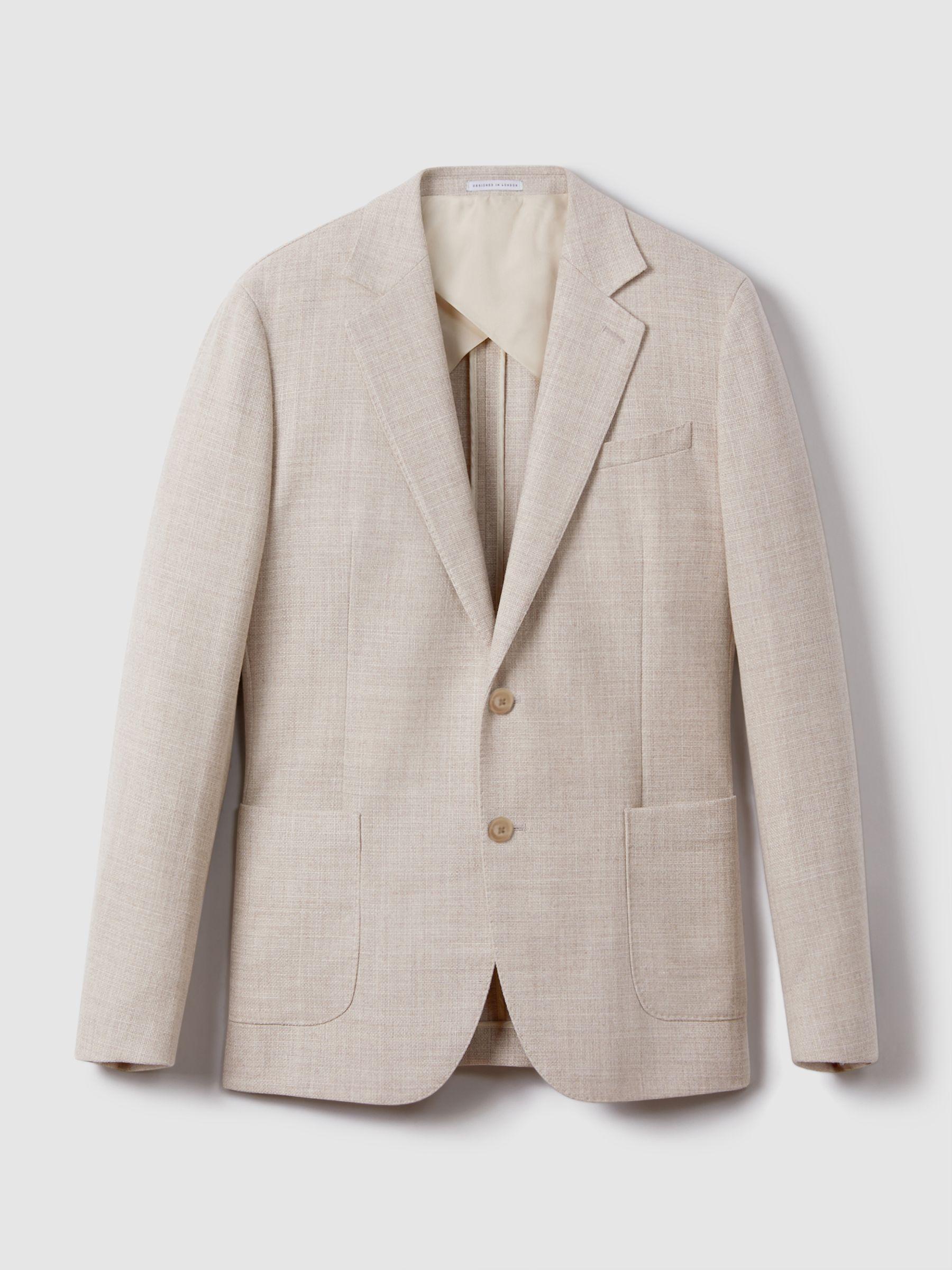 Attire Stone Slim Fit Textured Wool Blend Single Breasted Blazer Product Image