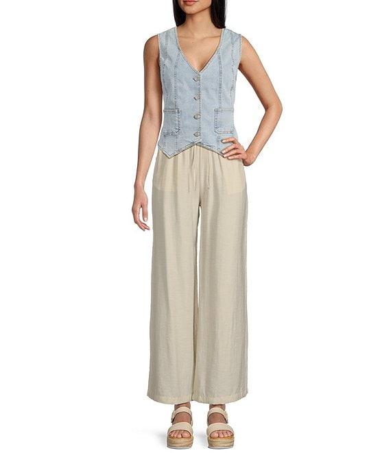 Blu Pepper Denim V-Neck Button Front Vest Top Product Image