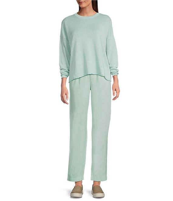 Eileen Fisher Organic Linen Cotton Cord Crew Neck Long Sleeve Top Product Image