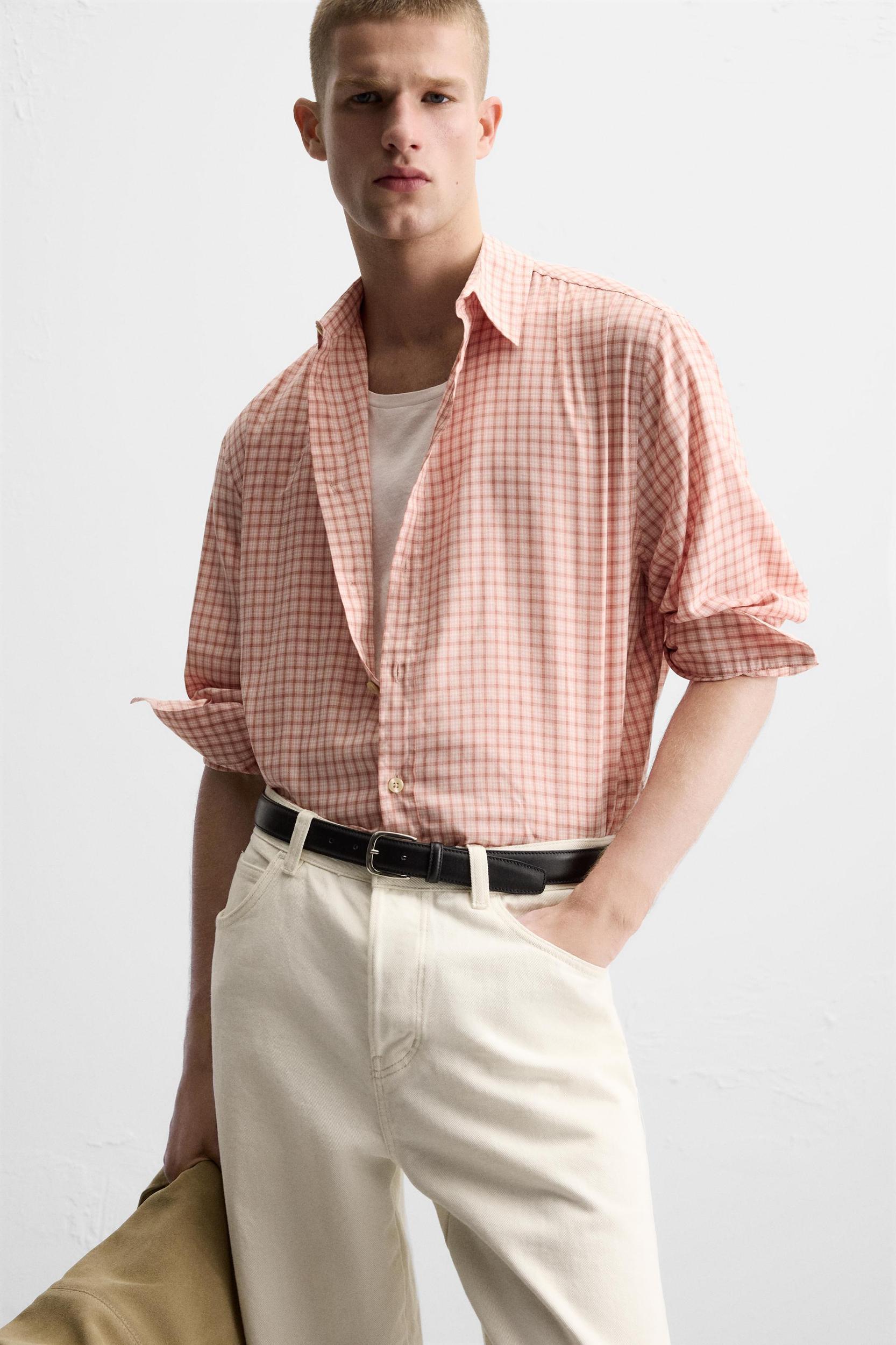 CHECKED COTTON-VISCOSE SHIRT Product Image