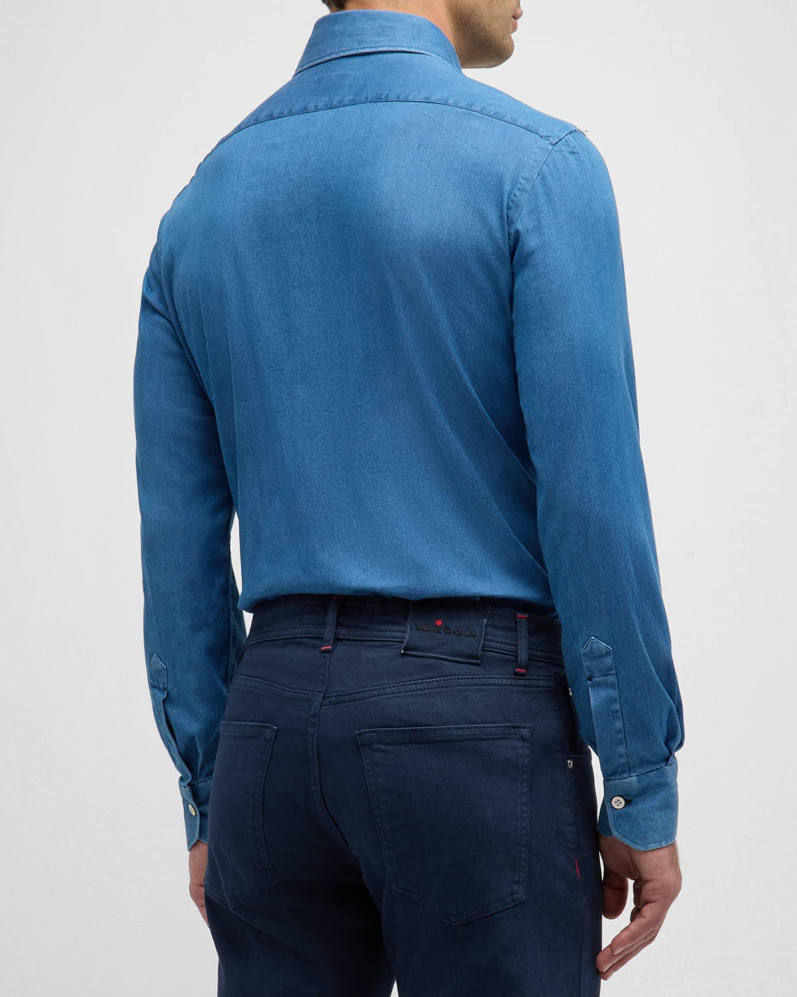 Men's Stretch Chambray Casual Button-Down Shirt Product Image