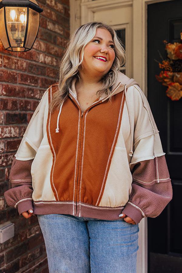 Fall Hike Color Block Sweater in Brown Curves Product Image