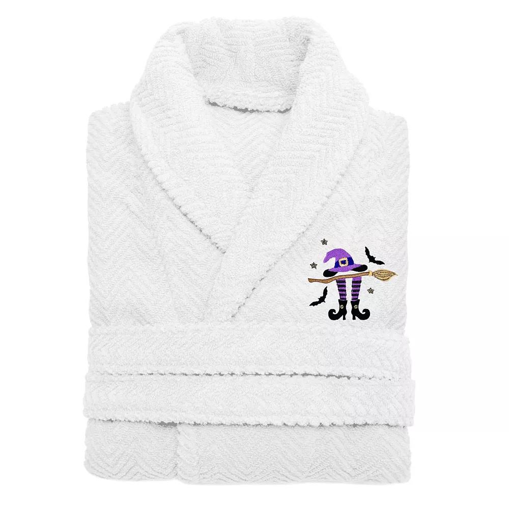 Linum Home Textiles Adult 100% Turkish Cotton Herringbone Weave Embroidered Bathrobe - Hat-Broom-Legs, Adult Unisex,  Product Image