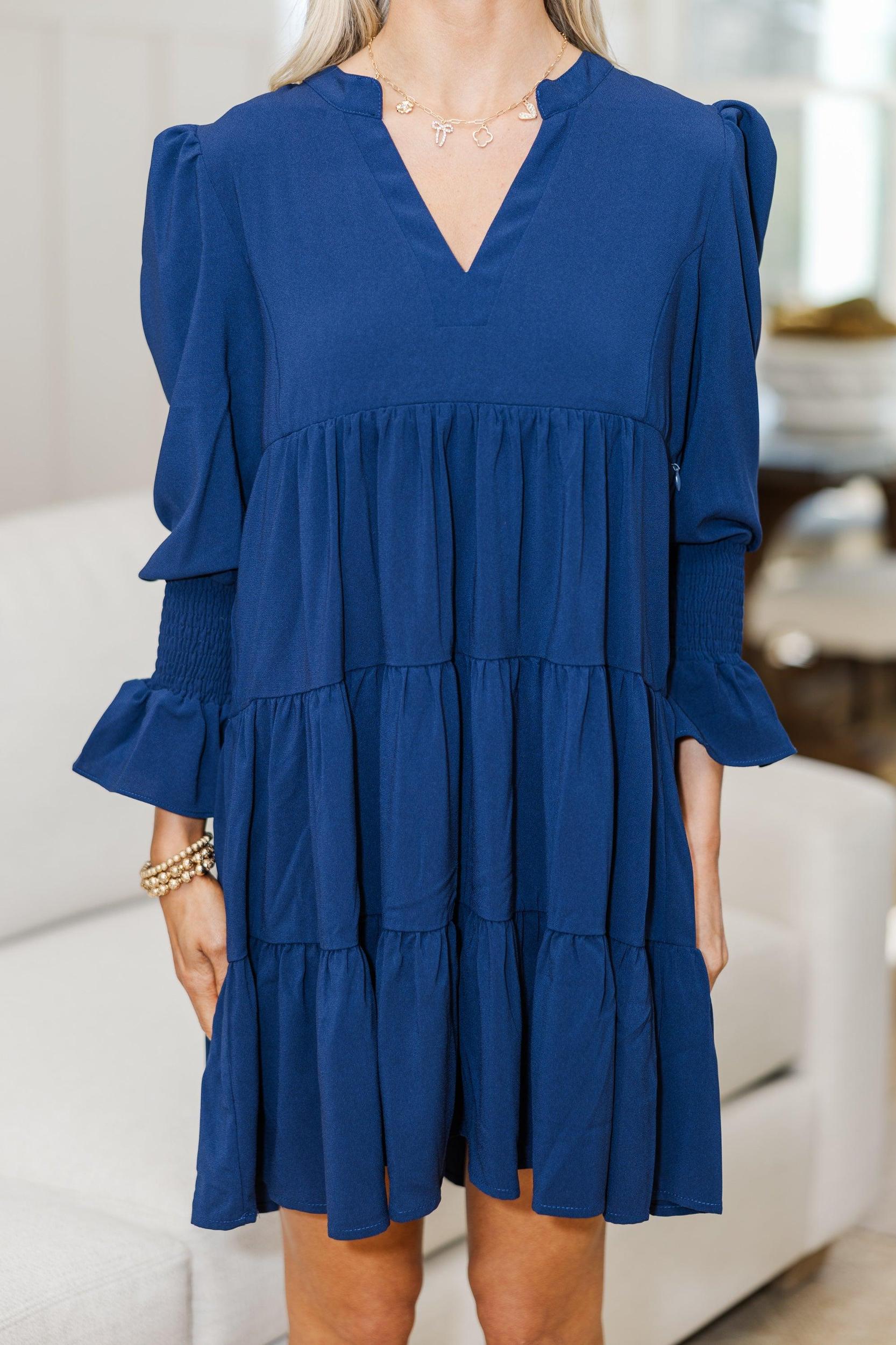 NURSING COLLECTION: In Your Happy Place Navy Blue Dress Female Product Image