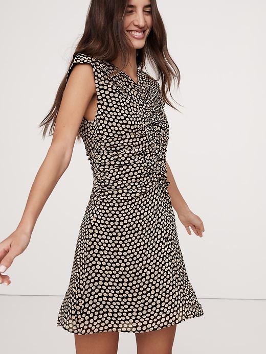 Georgette Ruched-Front Mini Dress Product Image