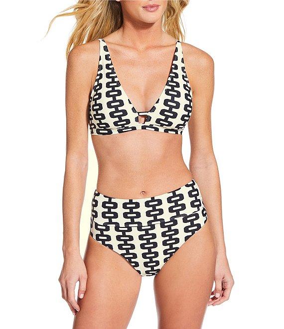 Gianni Bini Retro Fille Textured Pique WIde Band High Waisted Swim Bottom Product Image