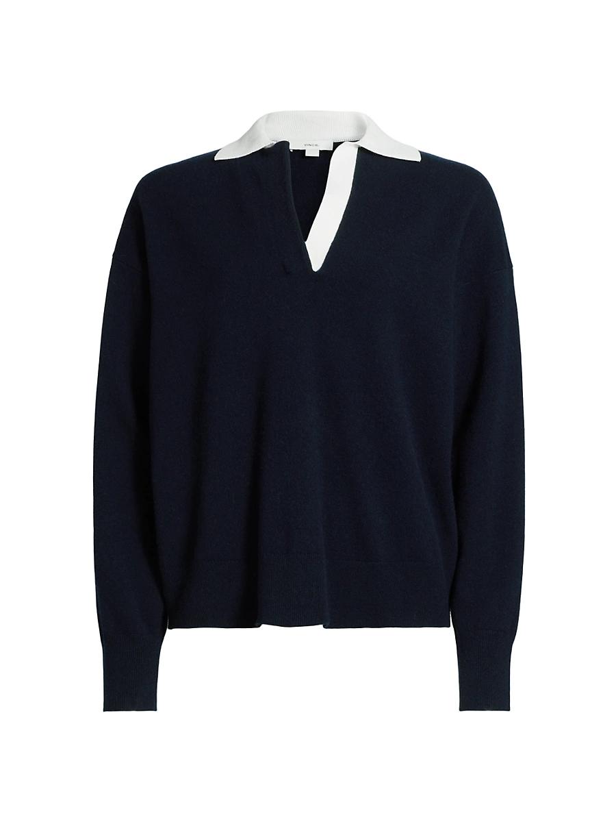Womens Contrast Collar Polo Sweater Product Image