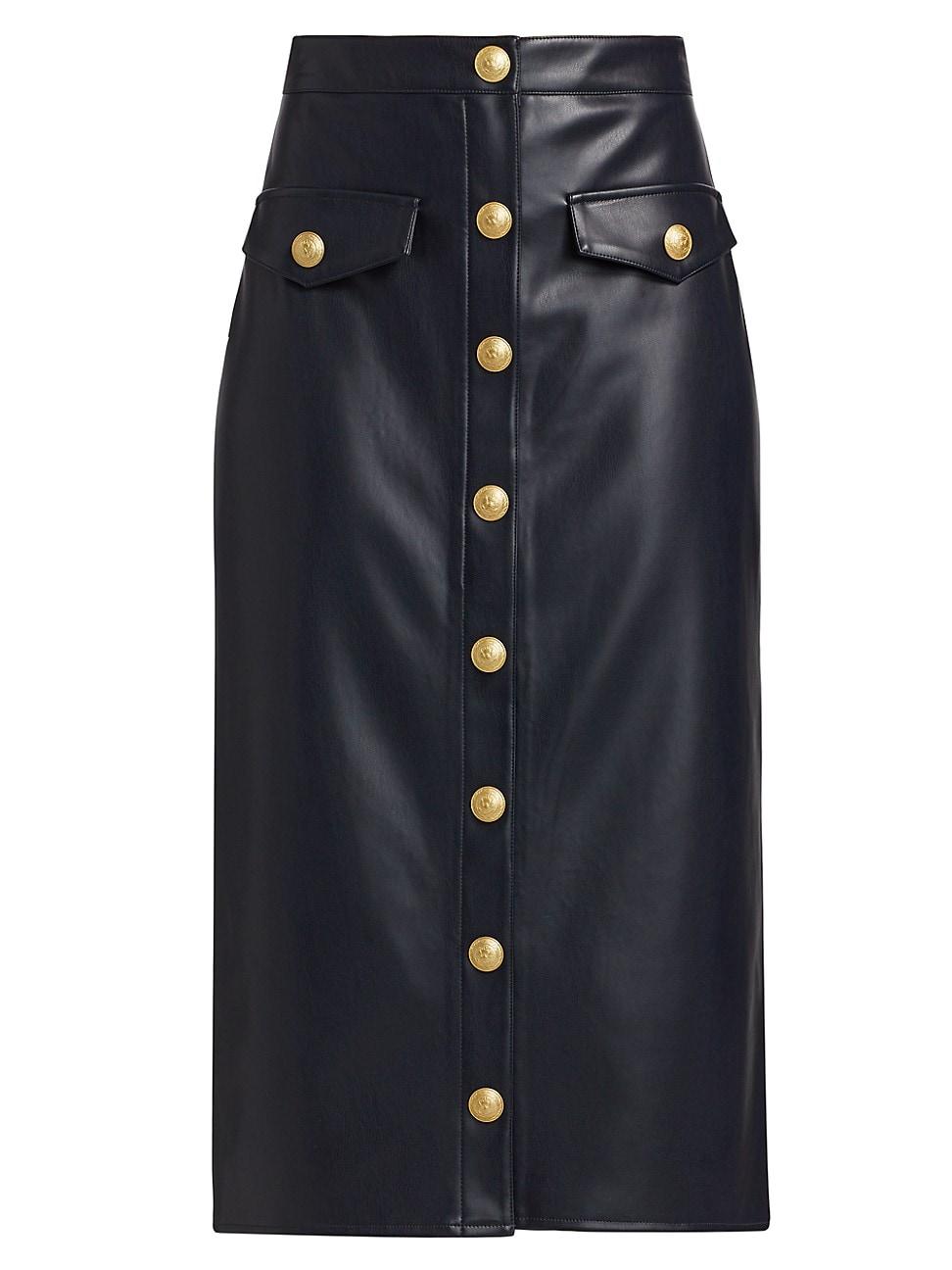 Womens Milann Faux Leather Midi-Skirt Product Image