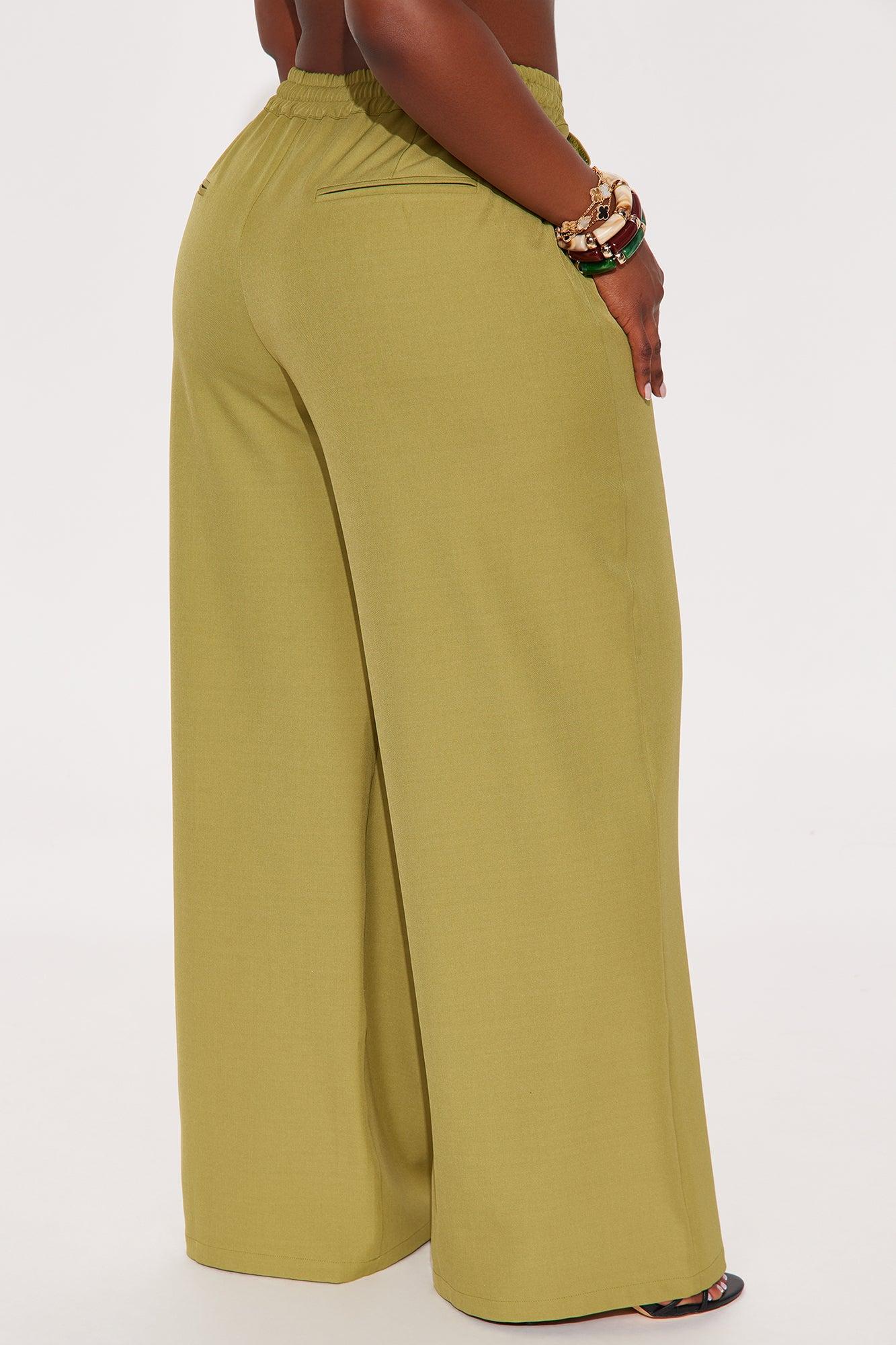 Eliza Wide Leg Crepe Trouser Pant - Chartreuse Female Product Image