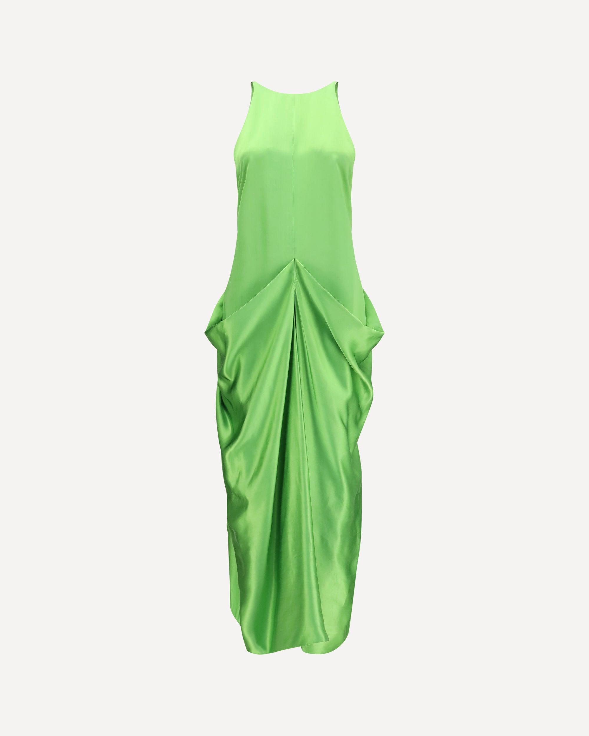 KHAITE Womens Absinthe Kent Draped Satin Maxi Dress In Green Product Image