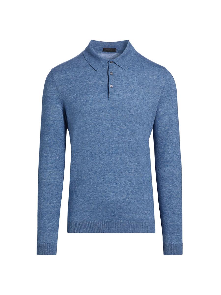 Mens COLLECTION Cotton Long-Sleeve Polo Shirt Product Image