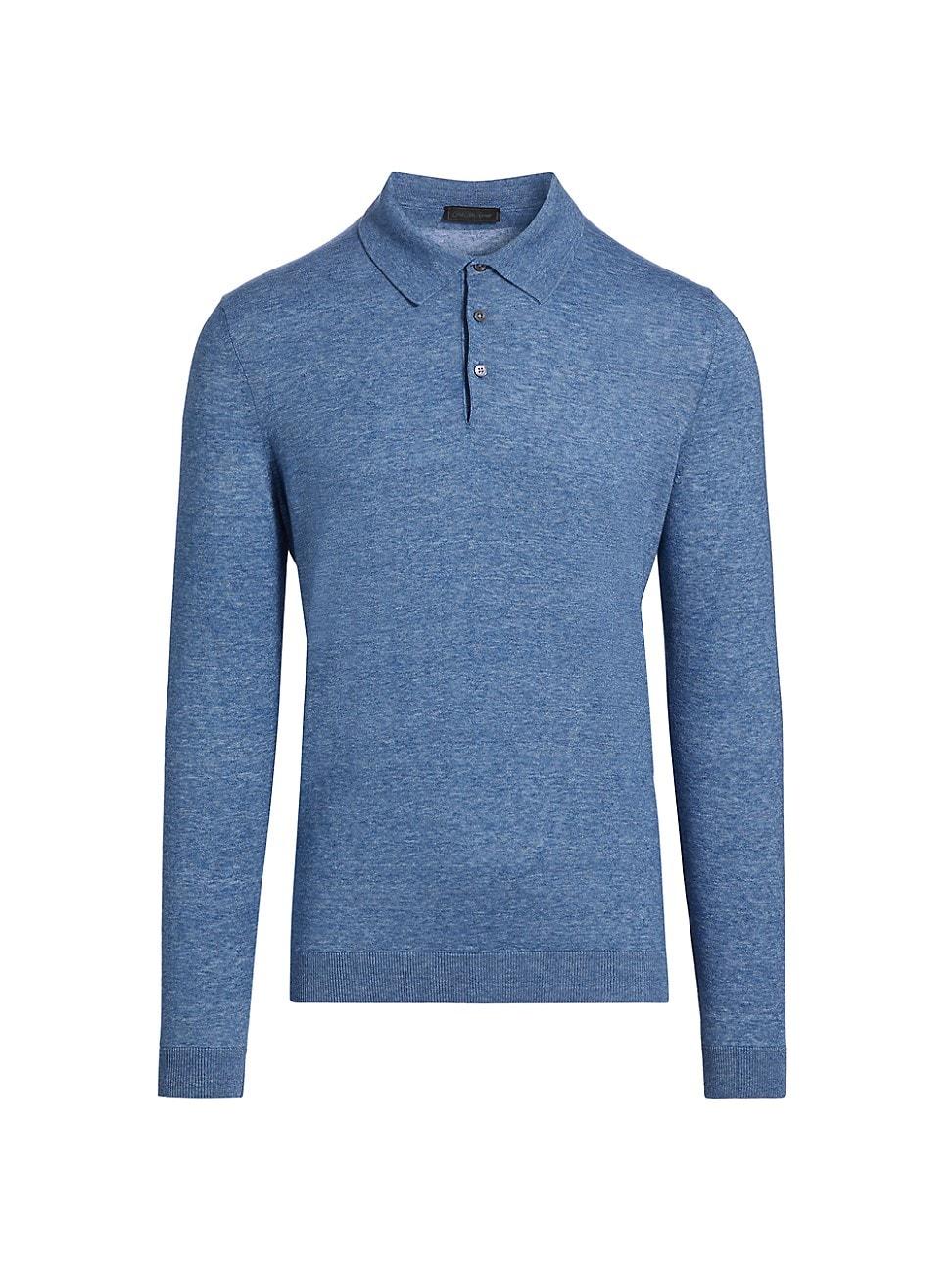 Mens COLLECTION Cotton Long-Sleeve Polo Shirt Product Image