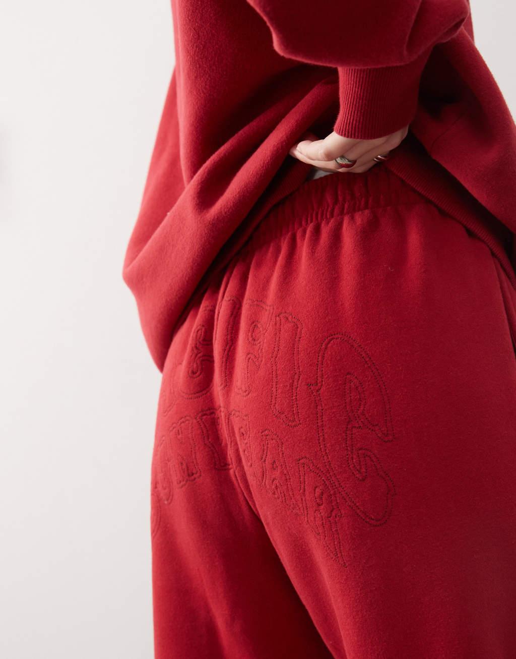 Pacsun washed embroidered sweatpants in red - part of a set Product Image