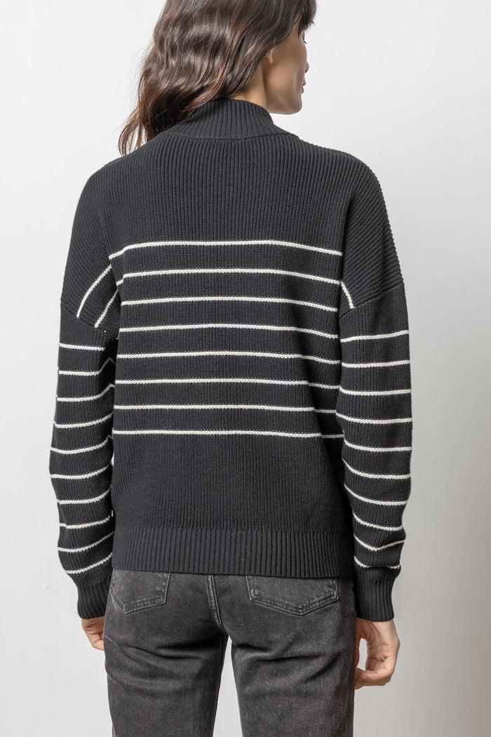 Striped Zip Front Sweater Product Image