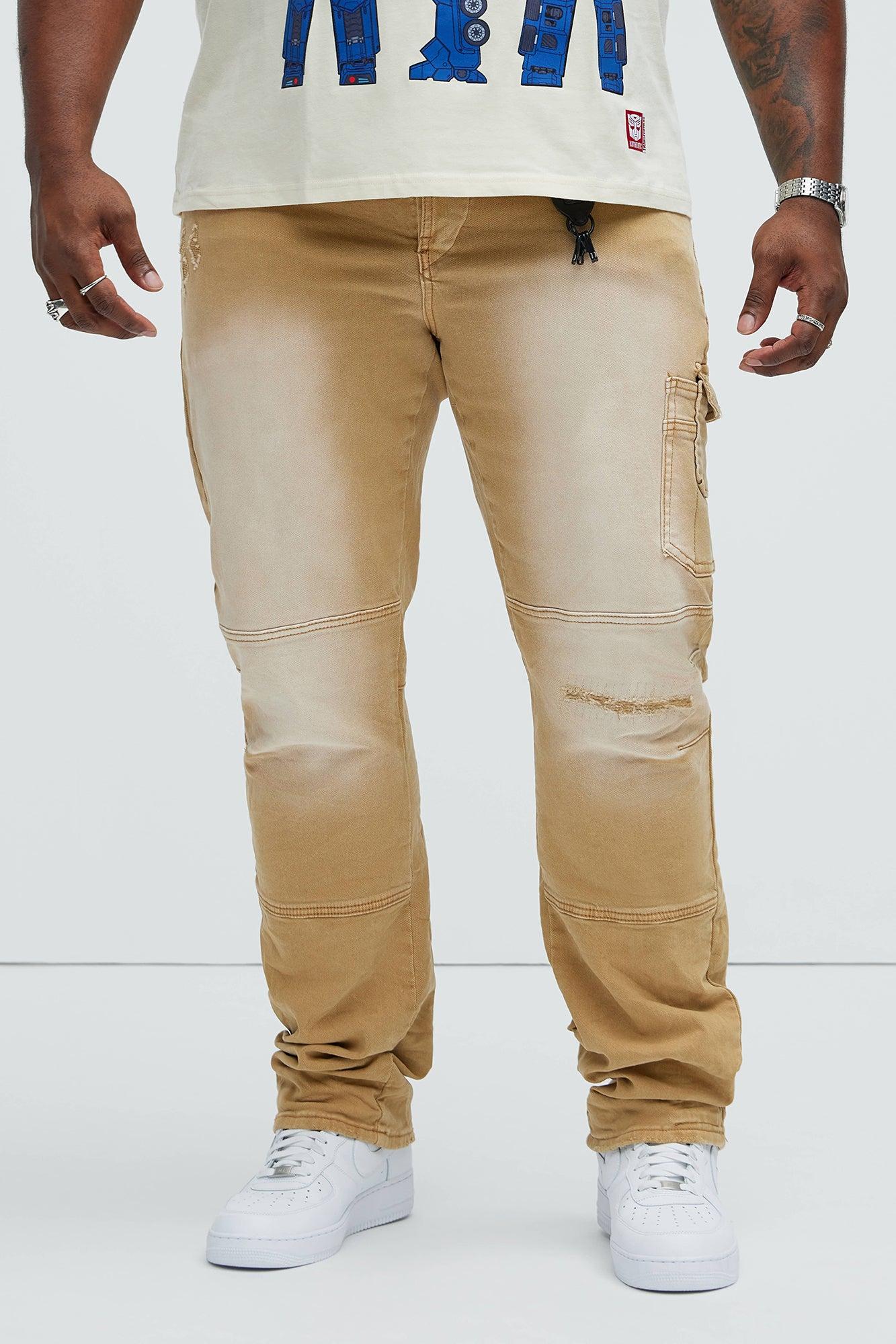 Chill Out Washed Slim Flare Jeans - Khaki Product Image