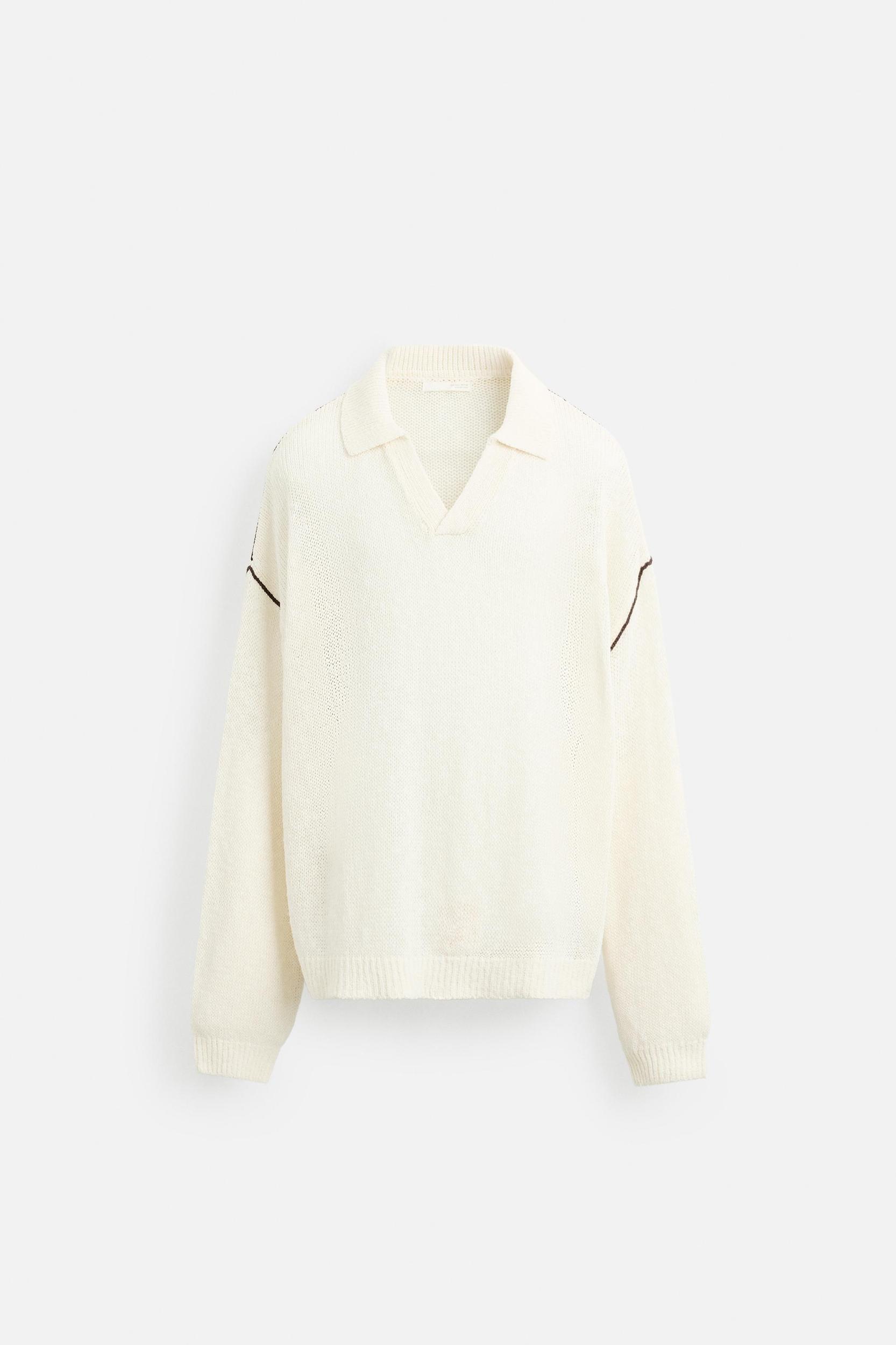 COTTON - LINEN BLEND KNIT POLO Product Image