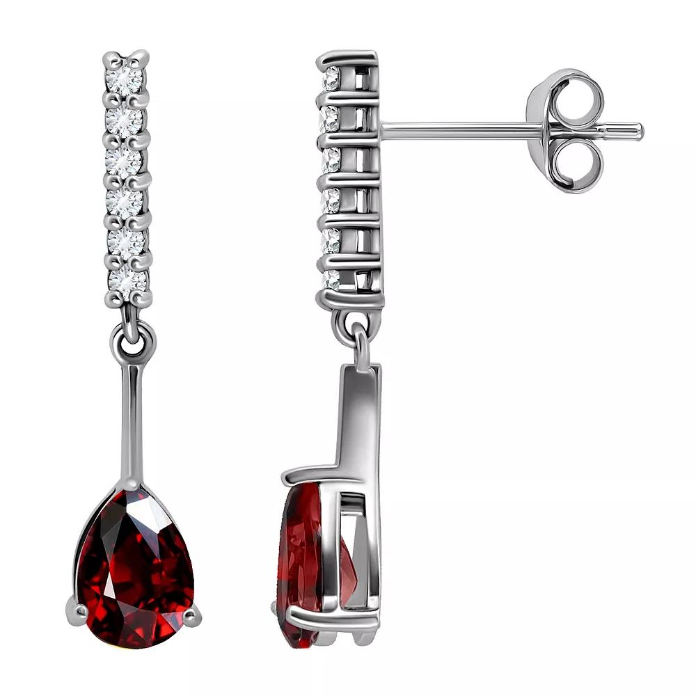 Aleure Precioso Sterling Silver Gemstone & White Topaz Drop Earrings, Women's, Silver Tone Green Product Image