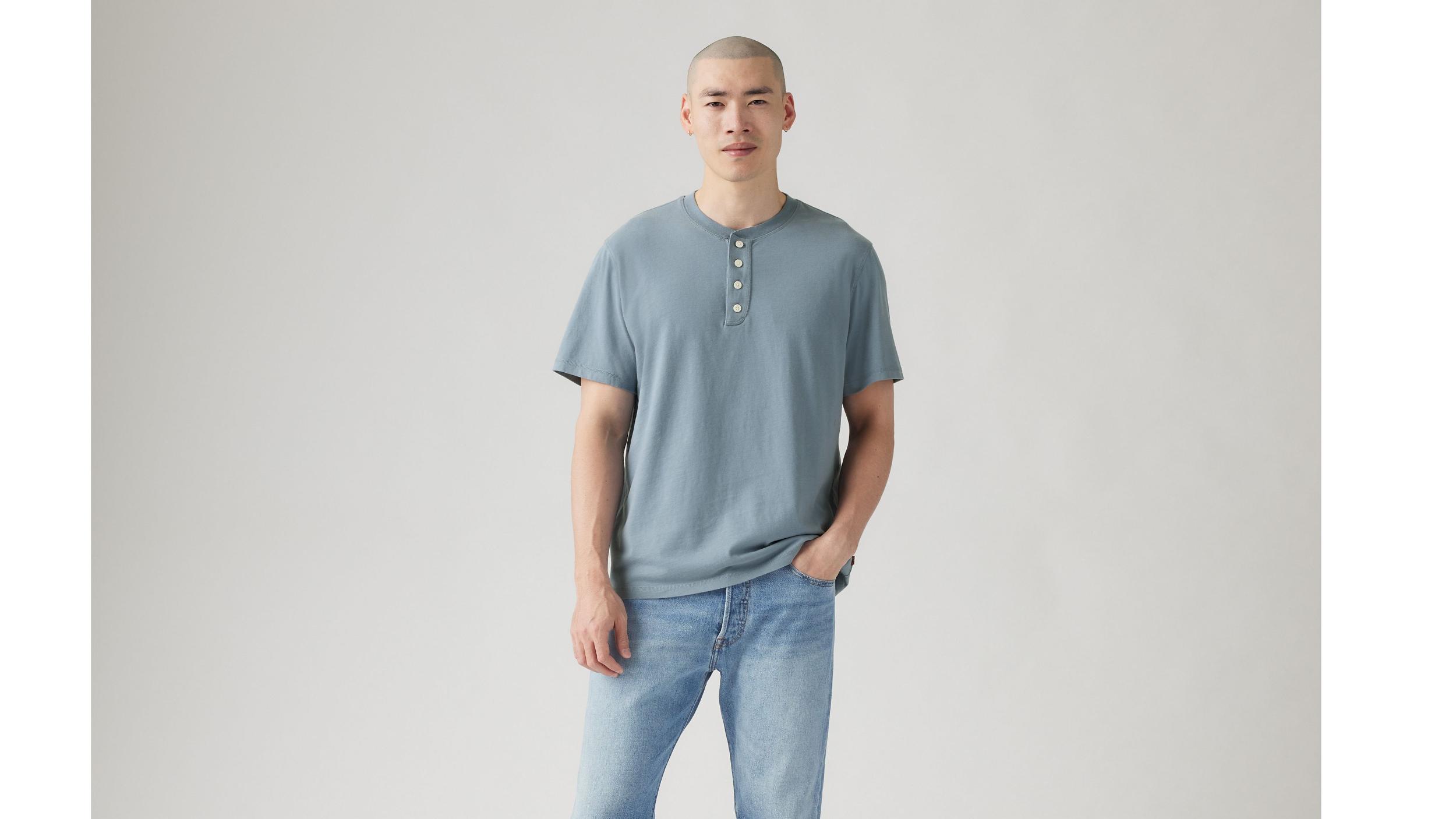 Short Sleeve Four Button Henley Product Image