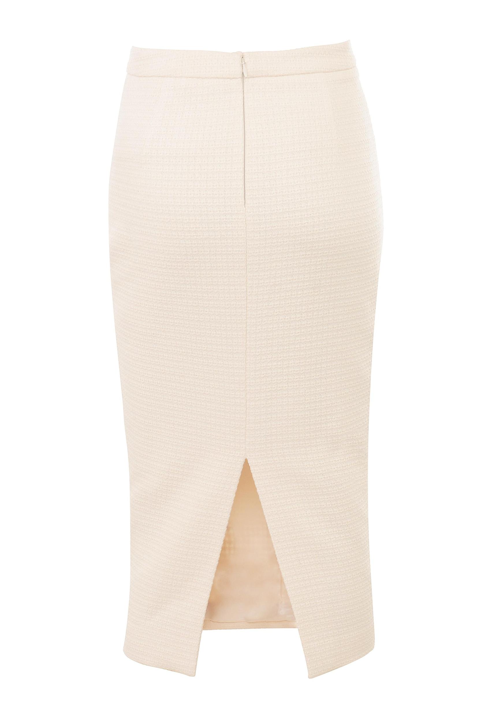 Lena  cream boucle pencil midi skirt Product Image