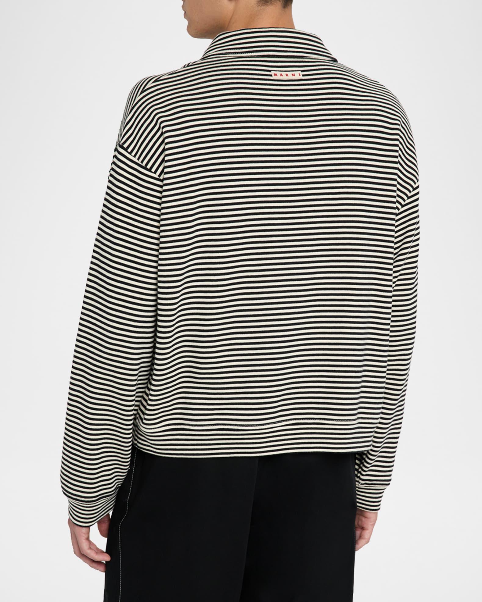 Men's Sailor Stripe Cotton Polo Sweatshirt Product Image