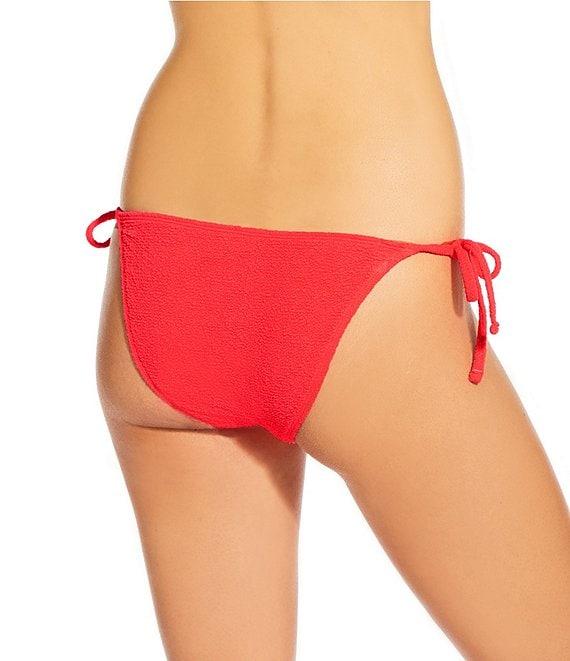GB Solid Scrunchie Textured Lettuce Edge Tie Side Hipster Swim Bottom Product Image