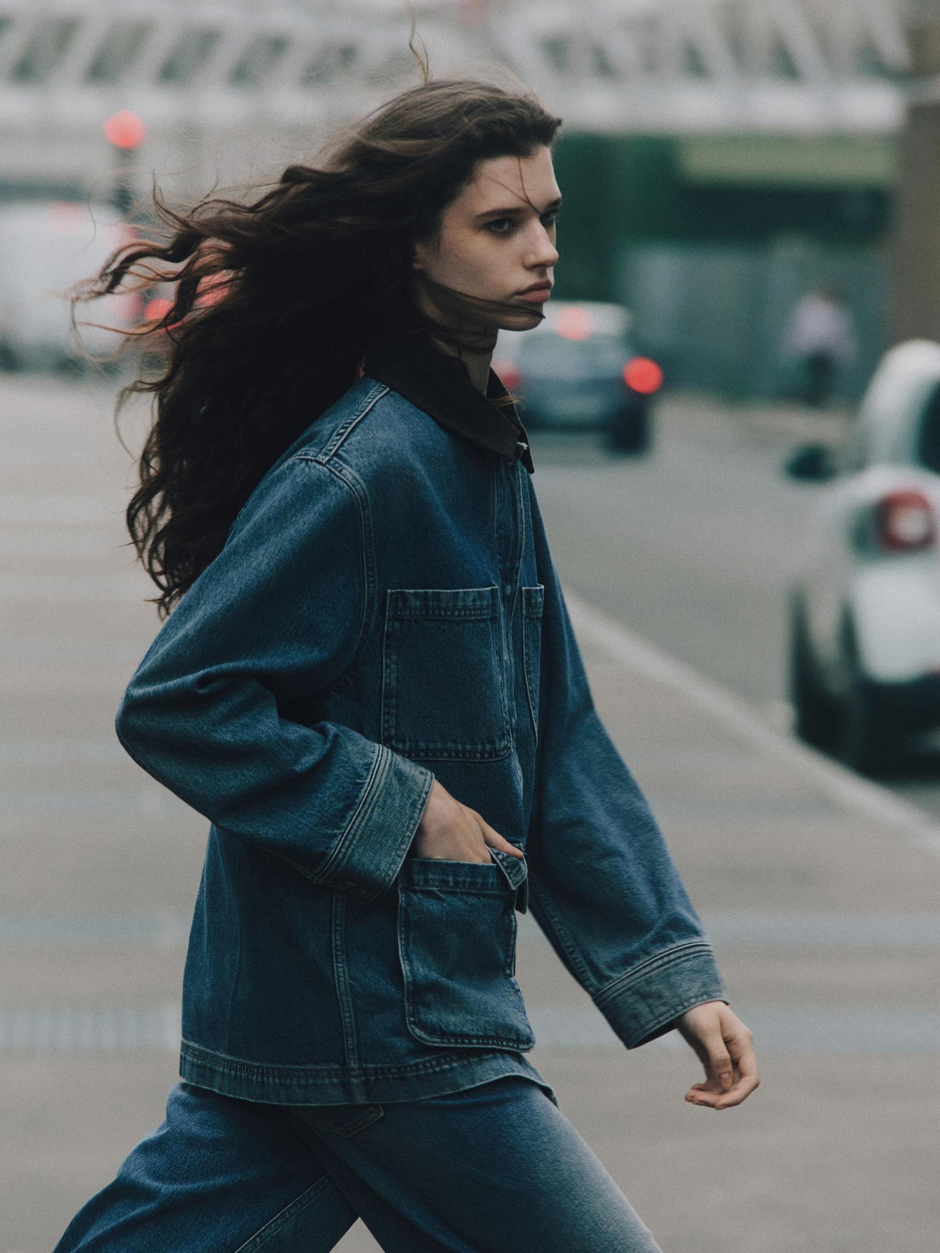 Denim jacket with pockets Product Image