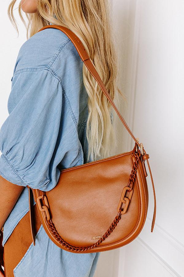 Uptown Allure Faux Leather Crossbody In Brown Product Image
