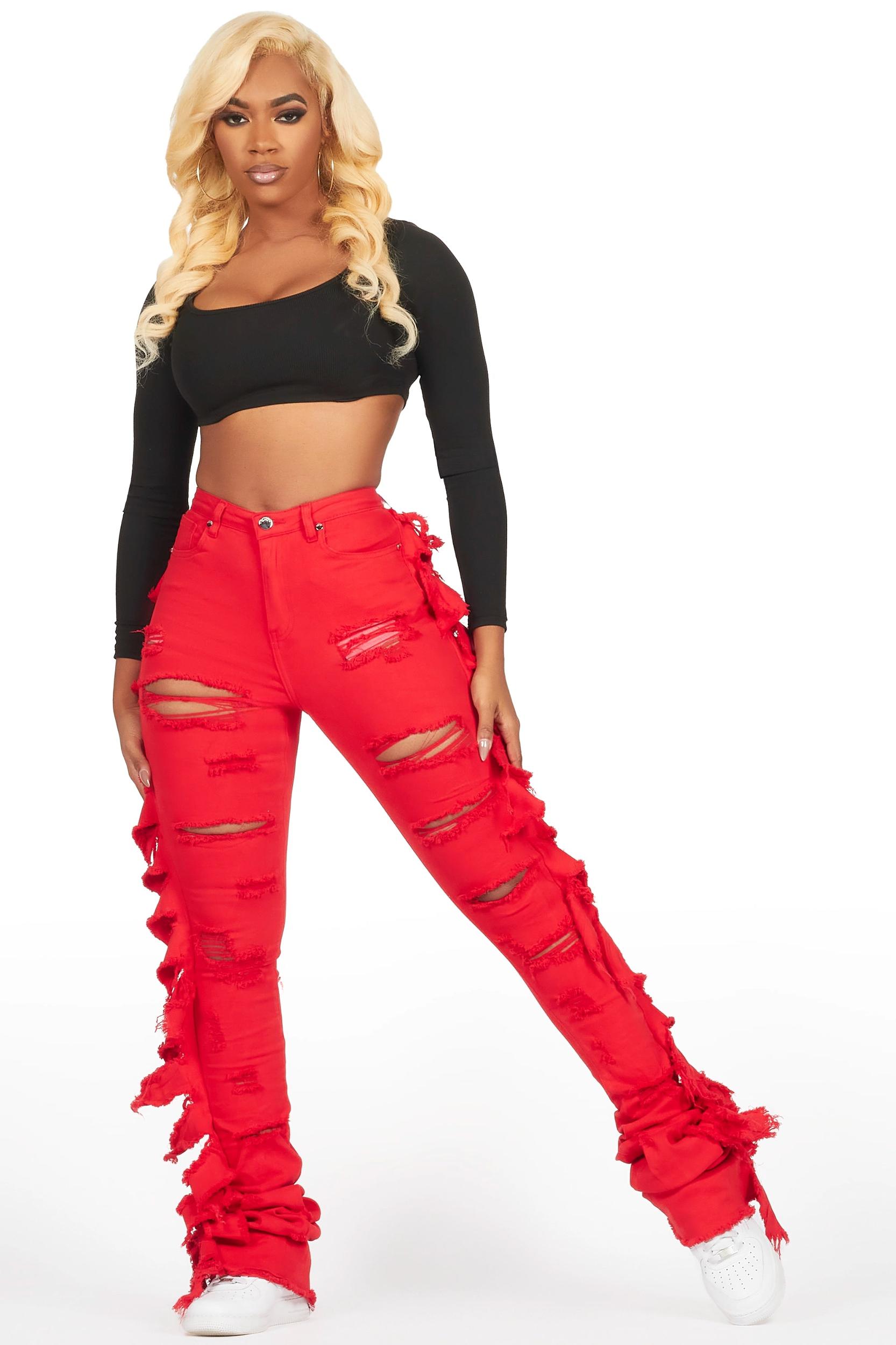 Cataleya Red Super Stacked Jean Female Product Image