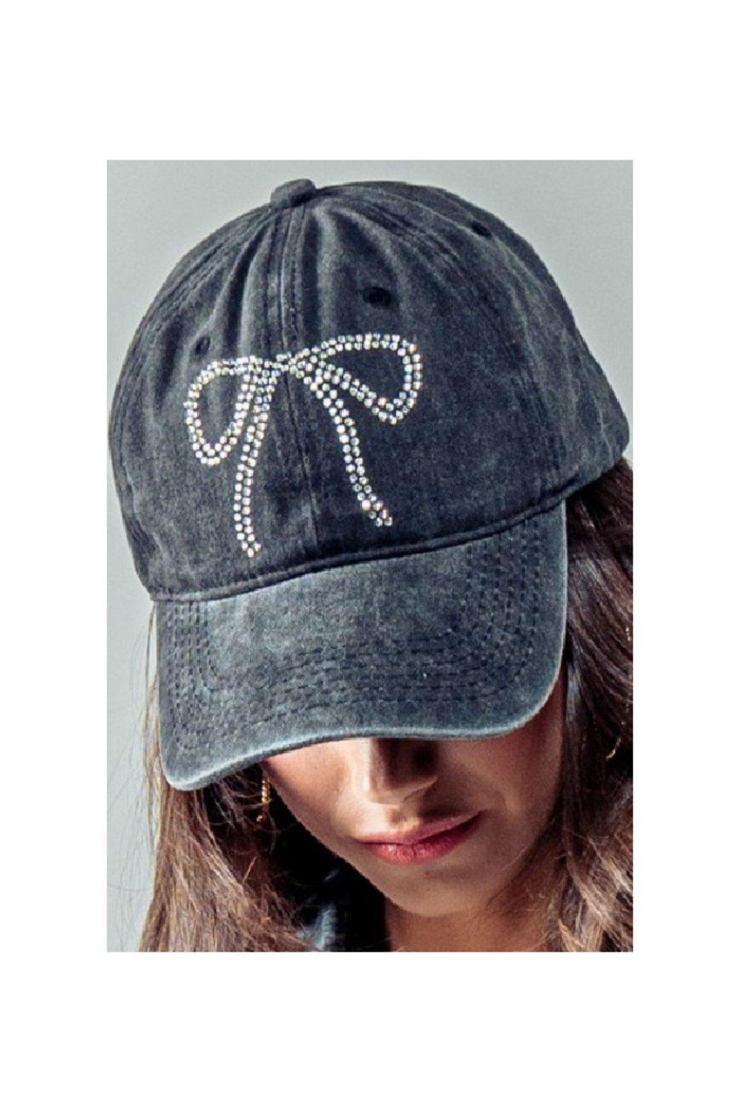 Rhinestone Bow Embellished Baseball Cap Product Image