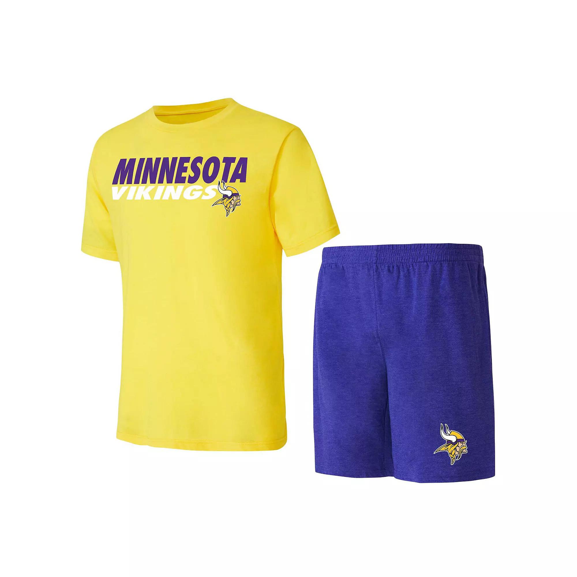 Men's Concepts Sport Purple/Gold Minnesota Vikings Meter T-Shirt & Shorts Sleep Set, Size: XL Product Image