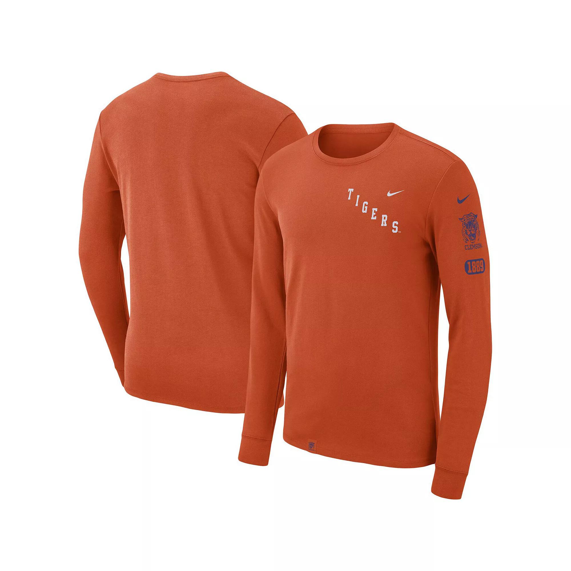 Men's Nike Orange Clemson Tigers Repeat Logo 2-Hit Long Sleeve T-Shirt, Size: Large Product Image