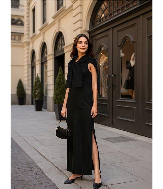 Le' AL.X Knit Crew Neck Short Cuffed Sleeve Midi T-Shirt Dress Product Image