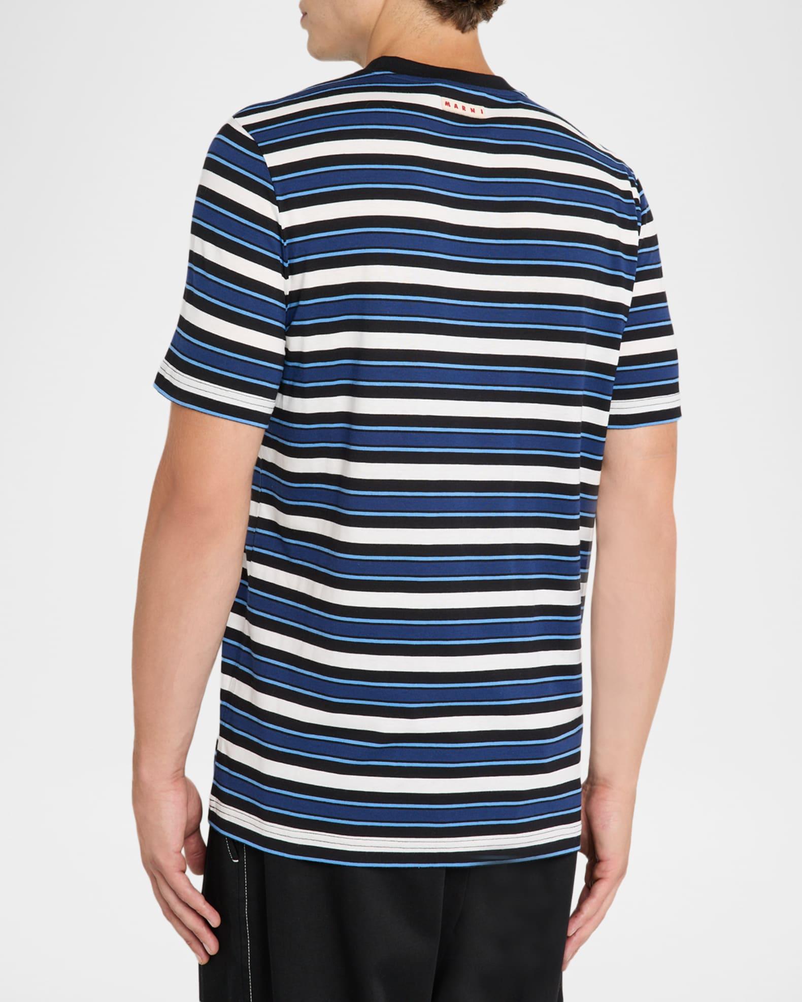 Men's Horizontal Multi-Stripe Cotton Crewneck T-Shirt Product Image